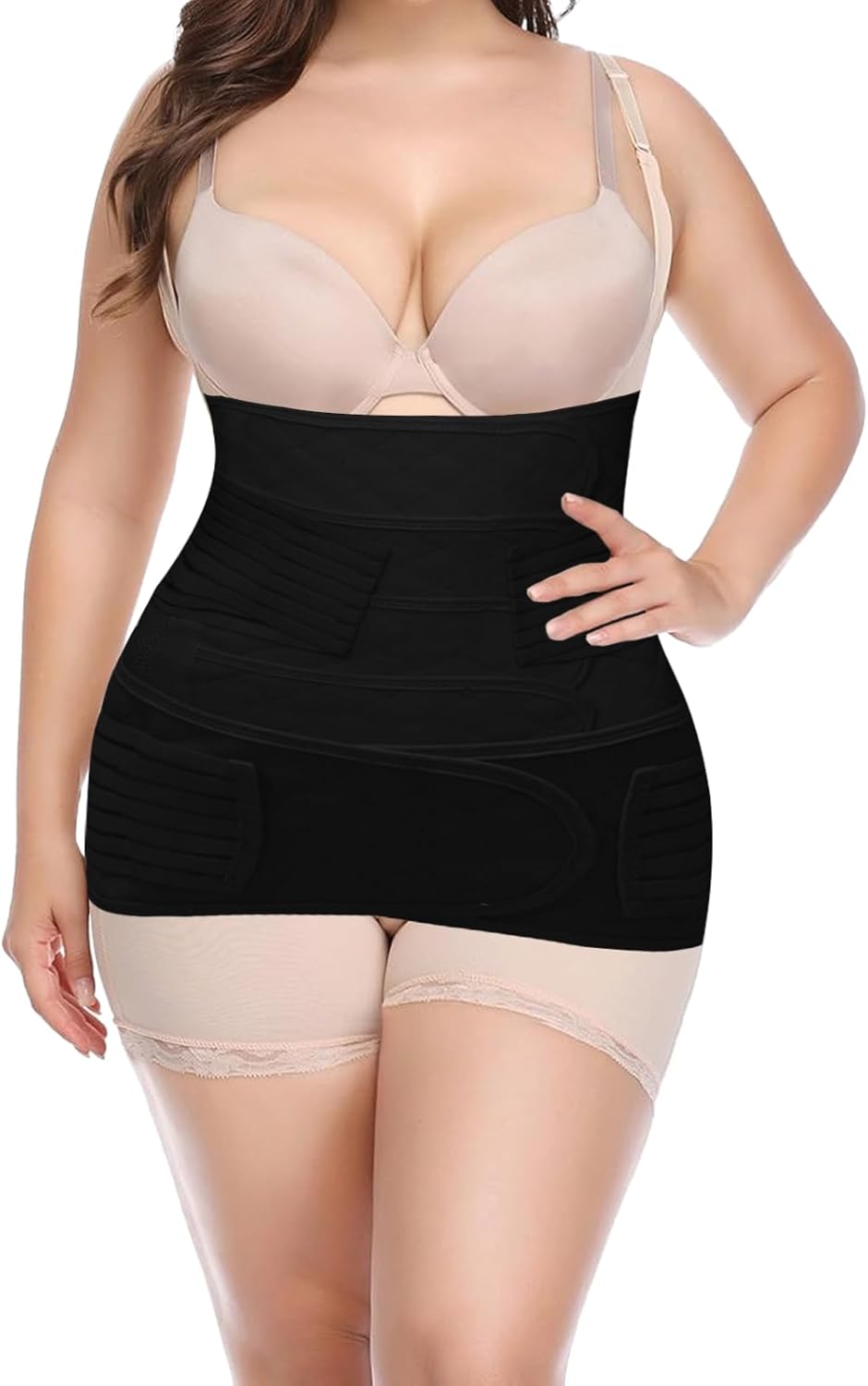 2 in 1 Postpartum Belly Band Wrap Black, C-Section Support Belt X-Large, Post Partum Support Recovery Waist/Pelvis Belt, Hysterectomy Belly Band Binder Girdle Stomach