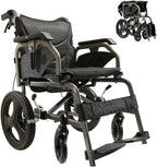 Foldable Lightweight Wheelchair for Adults - 27 lbs Portable Wheelchair with Double Hand Brakes, Reversible Adjustable Armrests & 15" Airless Tires - Nano Gray