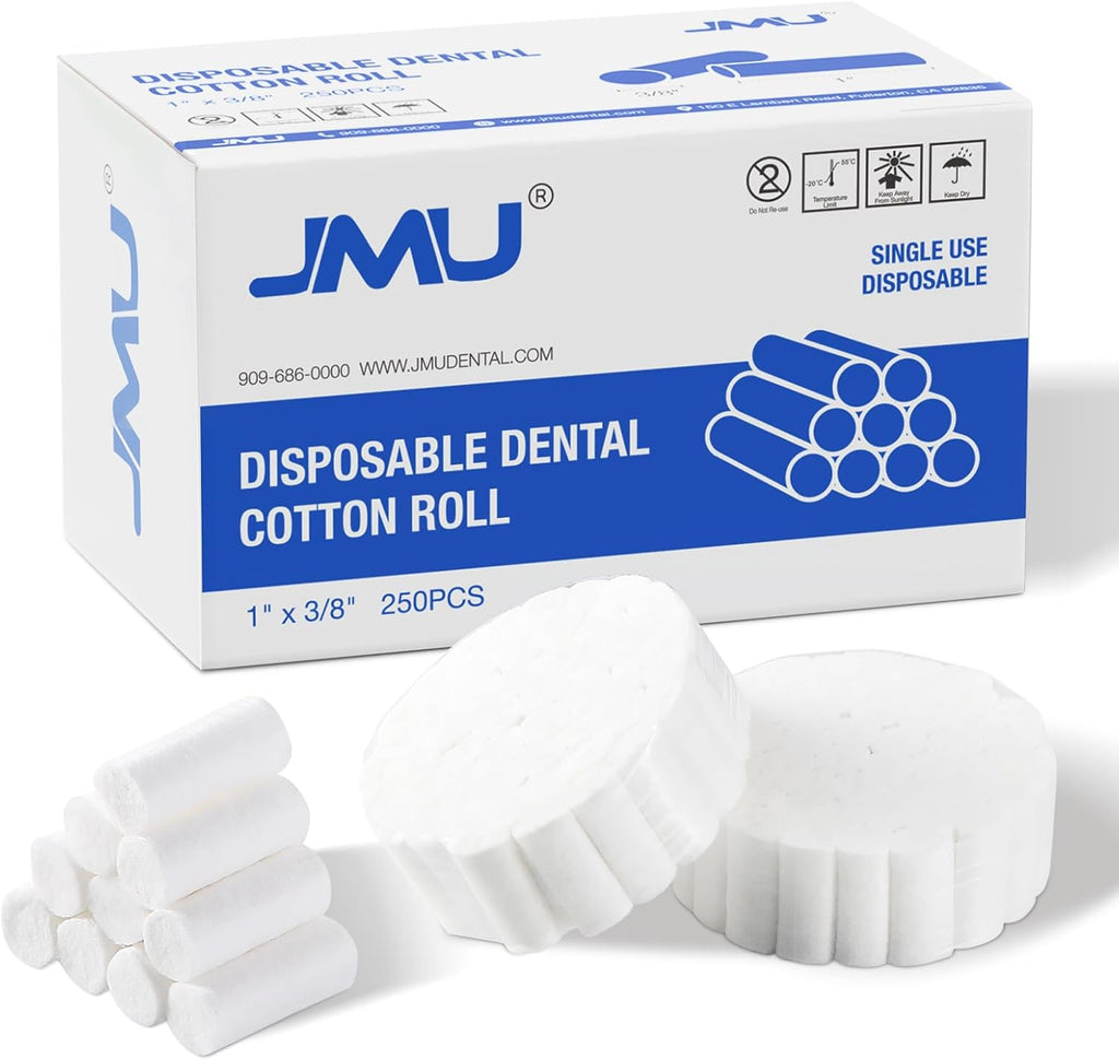 JMU 250 Pcs Dental Cotton Rolls, 1'' Non-Sterile Nosebleed Plugs, Nosebleed Stopper for Kids or Adults