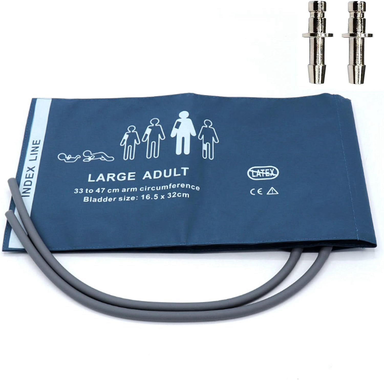 Universal NIBP Cuff with BP12 Connector for Thigh, 46-66 cm Reusable Dual Tube PU Replacement BP Cuff with Inner Airbag for Blood Pressure Monitor Machine