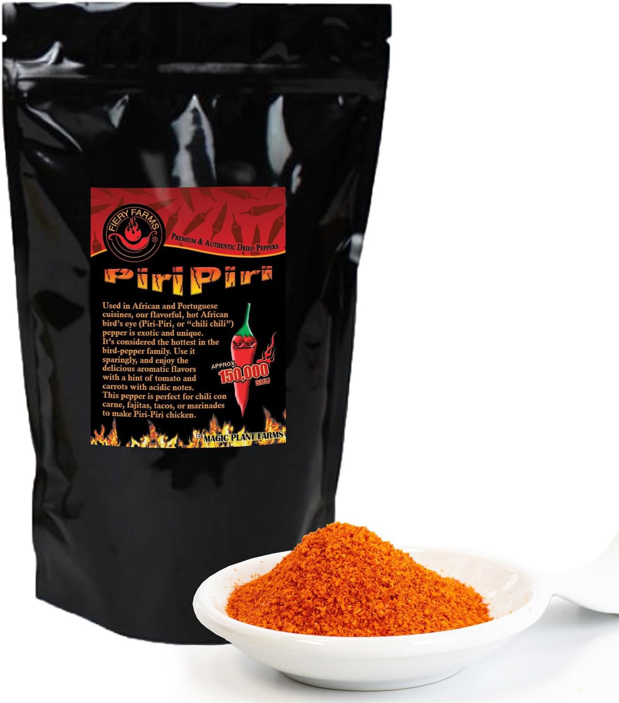 1 LB (16 OZ) Fiery Farms African Birds Eye Chili Pepper Powder (Birdseye or Piri Piri Spice) Non-GMO Bulk