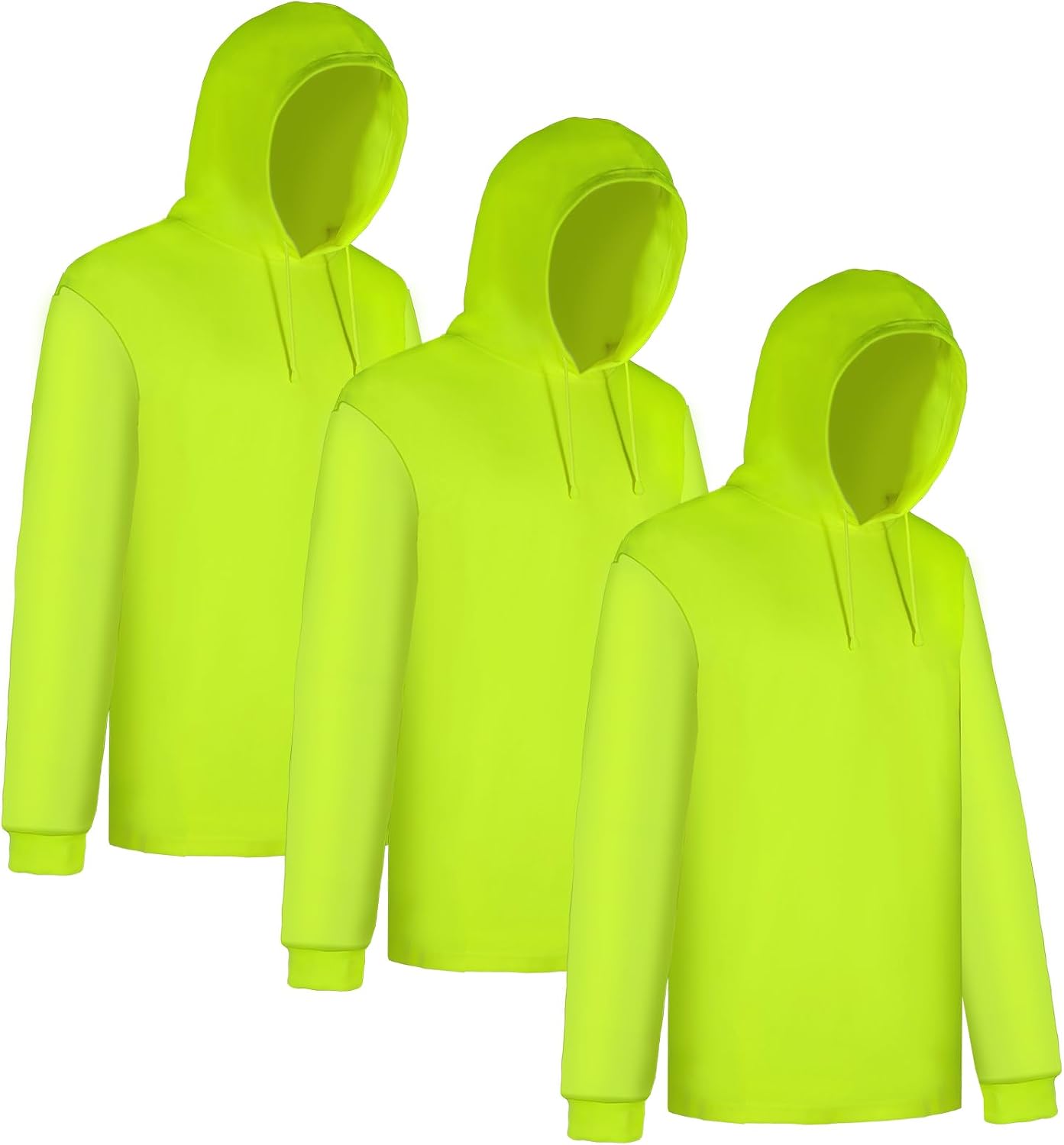 Hi Vis T Shirt Safety Hoodie,High Visibility Shirts for Men,Long Sleeve Construction Work Shirts with Sun Protective Hood