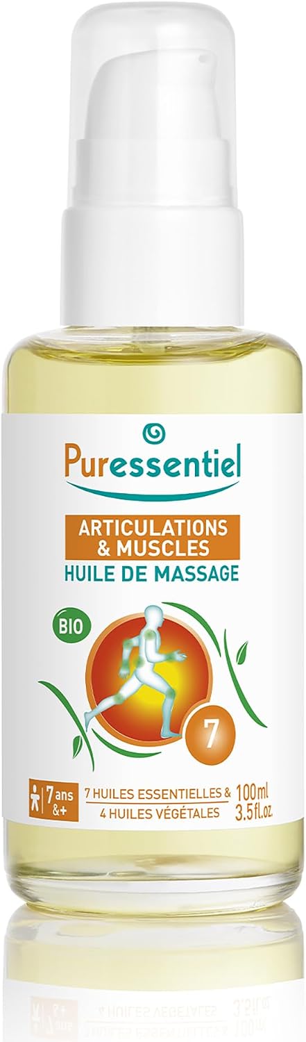 Puressentiel Muscle Relaxing Organic Massage Oil with Arnica and Wintergreen - Aromatherapy Oil for Muscle Tension - Alcohol Free, Plant Based - Revive Sore, Tired Joints and Body Aches - 3.5 Oz