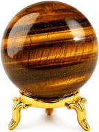 Wholesale Gem Shop Natural Quartz Tiger Eye Crystal 40-45 mm Ball Sphere Gemstone A+ Hand Carved Altar Healing Devotional Focus Spiritual Chakra Cleansing Metaphysical Gift Men Women