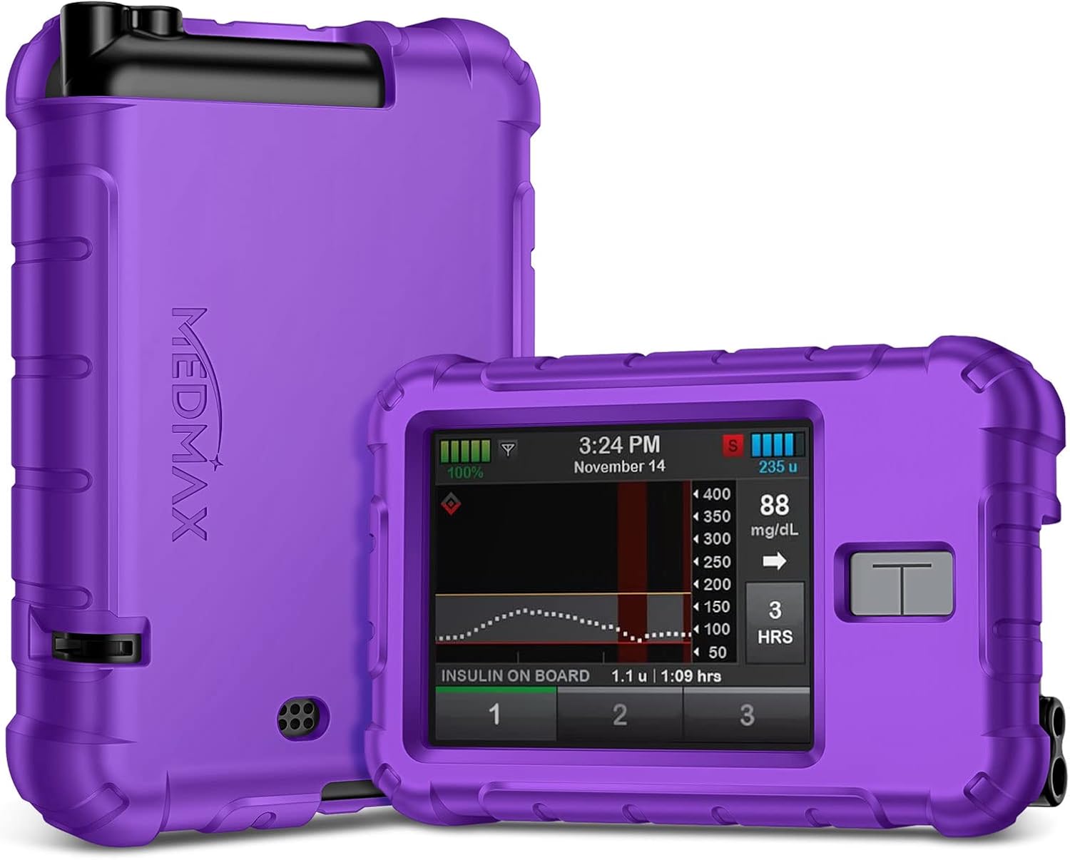 Silicone Case for Tandem T:Slim X2 / T:Slim Insulin Pumps, Shockproof Anti Slip Protective Cover Soft Gel Skin with Raised Bezel for Tandem T:Slim/T:Slim X2 Insulin Pumps (Purple)
