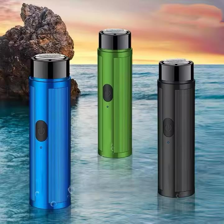 Mini Portable USB Rechargeable Electric Shaver – Compact & Waterproof Razor for Men & Women | Travel-Friendly, Precision Grooming for Face & Body | Ultra-Smooth Dry Shave | USB Charging - Blue