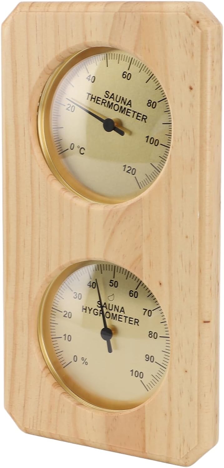 Yosoo Sauna Thermometer and Hygrometer 2 in 1 Wooden Hygrothermograph for Hotel Family Sauna Room