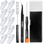 Eyeglasses Nose Pads, TEKPREM Screw in Glasses Nose Pads Replacement Repair Tools Kit with 5 Pairs of Air Chamber Silicone Nose Pads,Screws,Screwdrivers,Tweezer & Cloth for Sunglasses (15mm)