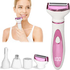 Electric Razor for Women Men with LED Display,4 in 1 Ladies Wet & Dry Body Razors and Facial Hair Remover, Rechargeable Hair Removal Kit for Nose Face Body Leg Bikini Arm Hair (White)