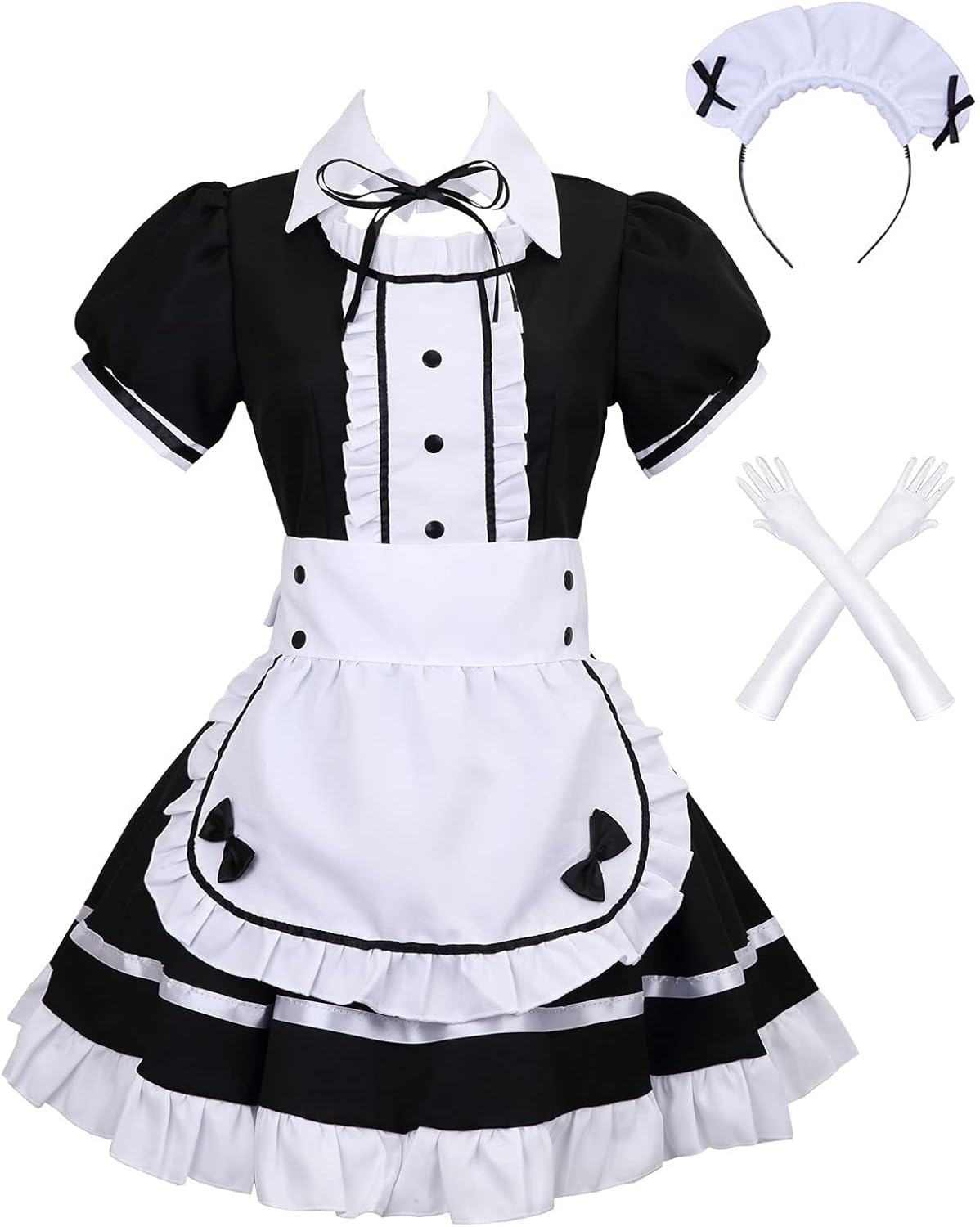 Colorful House Women's Cosplay French Apron Maid Fancy Dress Costume