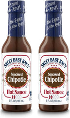 Sweet Baby Ray’s Smoked Chipotle Hot Sauce, Rich Smoky Heat with Chipotle Peppers, Perfect for Tacos, Wings & Grilling, 5 fl oz Bottles (Pack of 2)