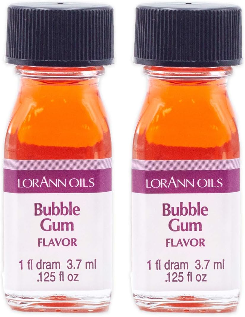 LorAnn Oils Super Strength Flavoring - Used For Candy Making, Flavoring , Baking, Hard Candy, & Flavor Oils - Bold, Natural Flavors 4X Stronger Than Extracts - Bubble Gum, Pack of 2, 0.125 fl oz
