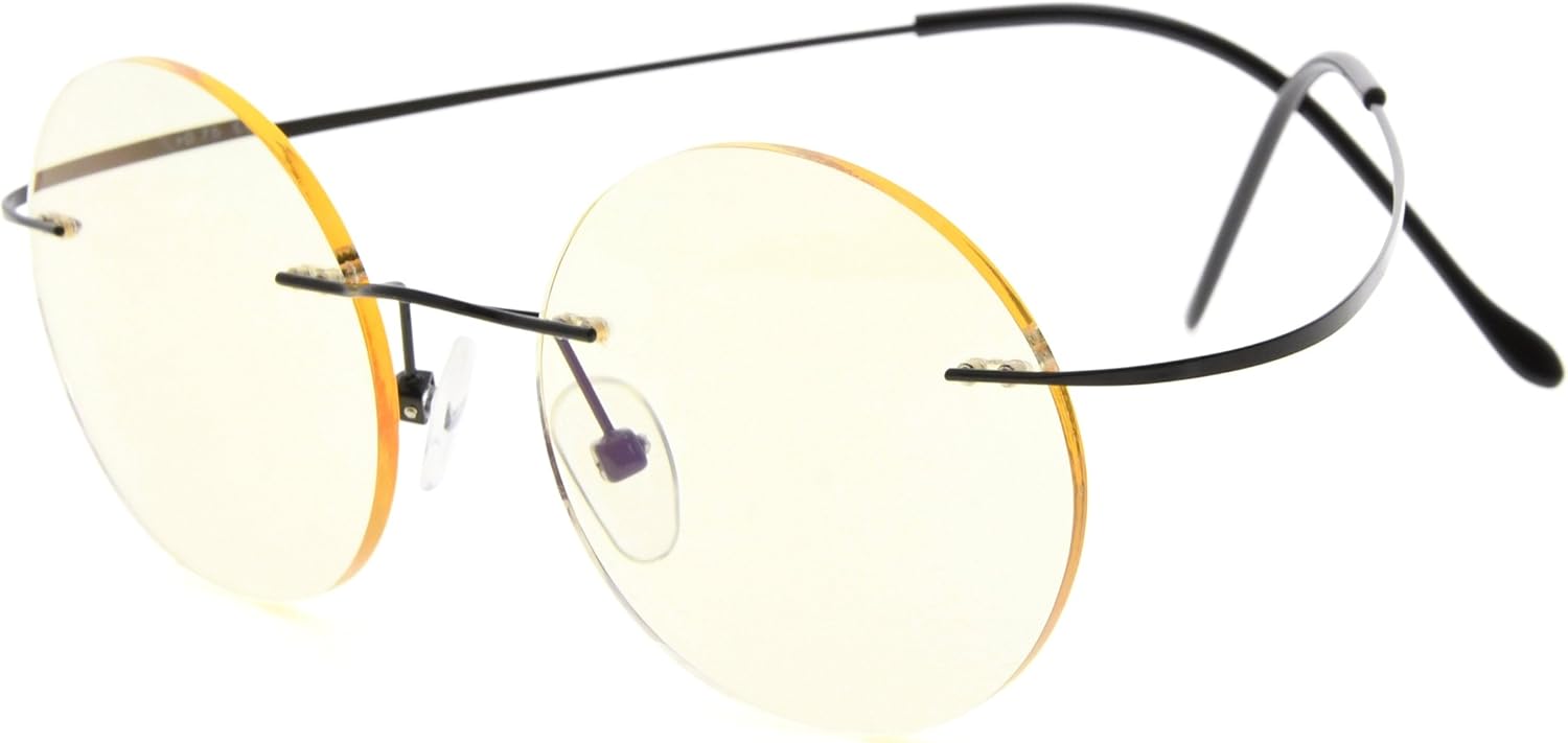 Eyekepper Titanium Rimless Orange Tinted Lenses Computer Reading Glasses Readers Men Women