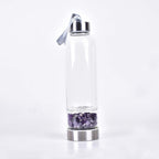 PAHION Natural Crystal Water Bottle Healing Elixir Quartz Reusable Gem Glass Bottle For Making Elixir Infused Water With Crystal Energy Infused Gemwater 550 Ml
