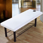 Massage Table Cover Sheet with Face Hole, Fitted Massage Couch Sheet for Beauty Salon Spa, Elastic Cord Edge Anti-Slip Design All-round Wrap in Polyester(White)