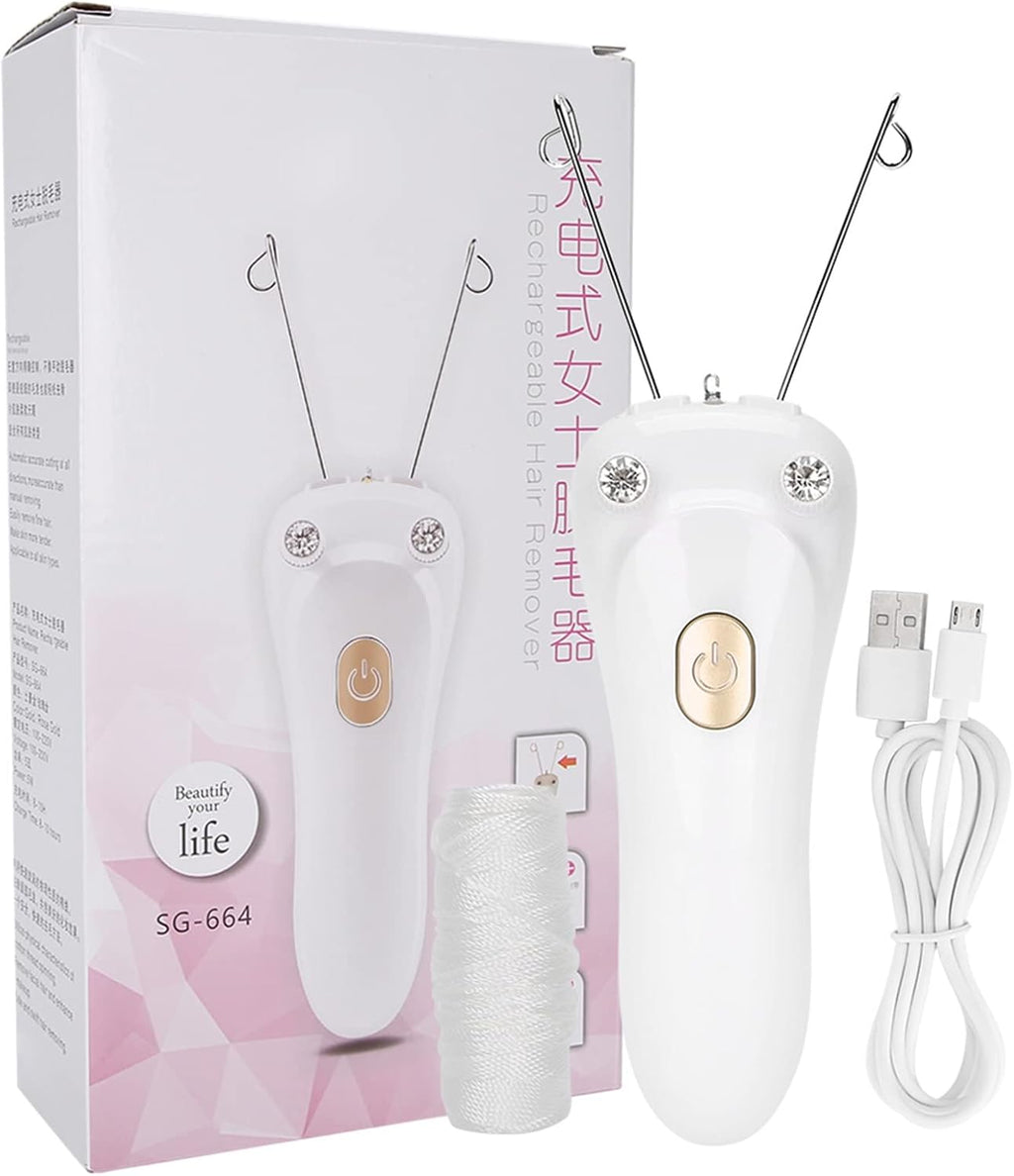 Facial Hair Remover Electric Women's Beauty Epilator, Cordless Electric Facial Threading Hair Removal for Women, Rechargeable Face Hair Remover Cotton Thread Epilator Body Hair