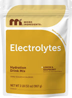 Micro Ingredients Electrolyte Powder, 2 lbs (139 Servings) | Lemon Raspberry Flavor | High Potassium (1,000mg) + Coconut Water & Real Lemon Juice | No Sugar, Keto Friendly | Non-GMO