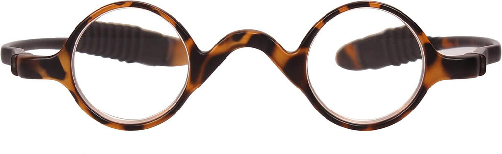 Agstum TR90 Small Round Eyeglasses Retro Reading Glasses Readers 32-30-135 (Leopard, +1.00)