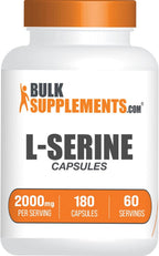BulkSupplements.com L-Serine Capsules - Serine Supplement, Amino Acids Supplement - Gluten Free, 3 Capsules per Serving, 180 Count (Pack of 1)
