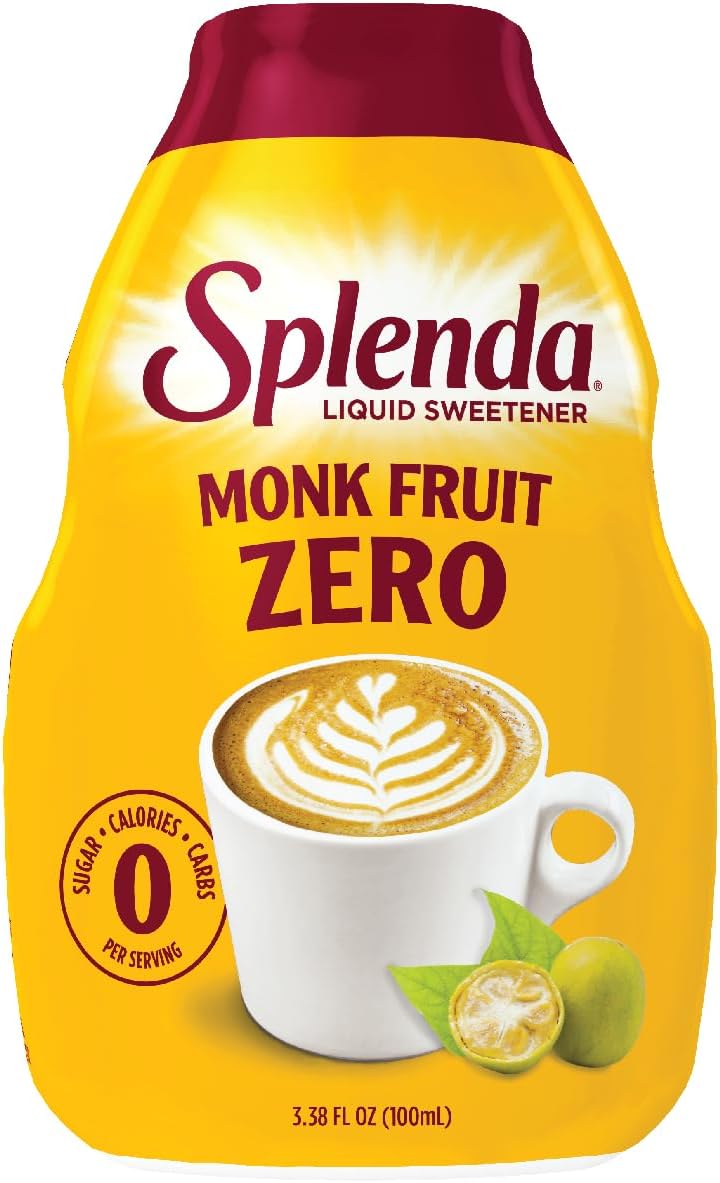 SPLENDA Monk Fruit Liquid Zero Calorie Sweetener Drops, 3.38 Fl Oz Bottle (Pack of 1)