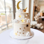 Moon Star Cake Toppers Acrylic Cake Decorations Twinkle Twinkle Little Star Celestial Cake Charms Mirror Gold for Over the Moon Baby Shower Wedding Birthday Party