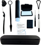 Portable Orthodontic Oral Care Kit for Braces - Interdental Brush Dental Wax Dental Floss Toothbrush Cleaning Kit, Black