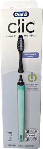 Oral-B Clic Manual Toothbrush, Teal, with Replaceable Brush Head - 1 Count, 1.0 Count