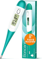 Boncare 10 Seconds Digital Thermometer for Adults and Kids - Accurate & Safe Rectal Thermometer for Baby with Fever Alarm, Oral Thermometer (Clear Blue)
