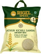 Rigel Spices | Aged Premium Grade Medium White Rice 4 Lbs | Ancient grain Athur Kichili Samba Rice from India | AGED 12+ MONTHS | GLUTEN FREE