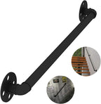 WRRAC-Shower Stool Stair Banister Wall Handrail Black Pipe Basement Railing Wrought Iron Support Bar for Corridor Attic Restaurant Stairway,32mm Diameter,3ft-20ft