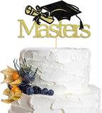 Masters Cake Topper ，Happy Master Degree Cake Decorations, Master Graduation Party Decorations -Master 2025 Graduation Party Supplies (Gold & Black -2)