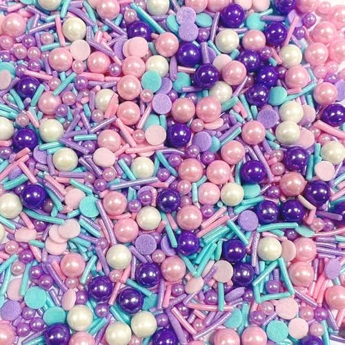 PhilaeEC Pastel Sprinkles Edible for Cake Decoration White Pink Purple Blue Mix Sprinkles Cake Baking Cookie Cupcake Toppers Decoration Vanlentine Easter Wedding Supplies