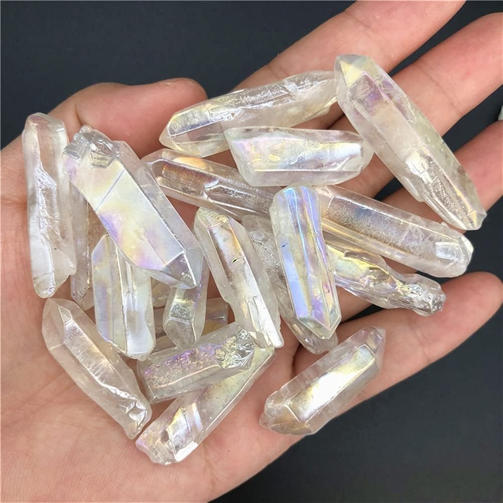 Health & Household 50g/1pc White Titanium Aura Lemurian Seed Quartz Crystal Stones Point Specimen Decoration Quartz Crystals