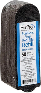 ForPro Professional Collection Stainless Steel Pedi File Refill, 80 Grit, Black, EZ-Strip Peel Pedicure Refill Pads, 1.25” W x 4” L, 50-Count
