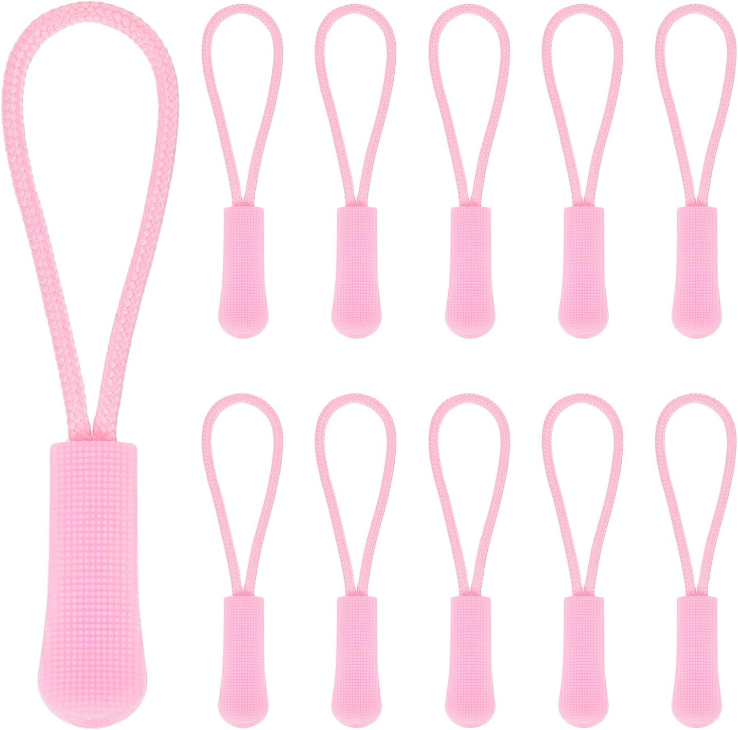PATIKIL 2.6 Inch Zipper Pulls Replacement, 50 Pcs Nylon Cord Extension Zipper Pull Tab Tags for Handbag Backpacks Jackets Luggage Purses, Light Pink