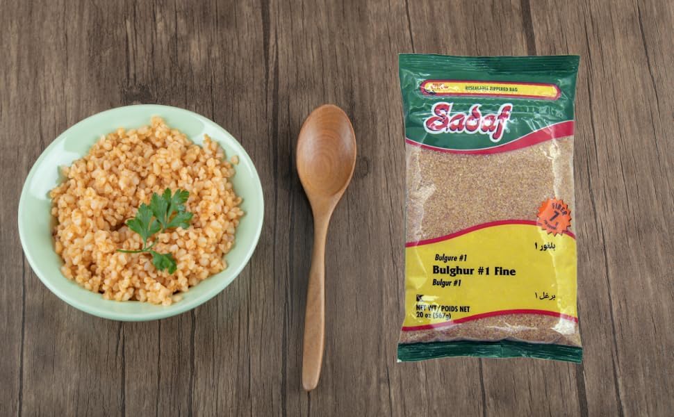 Sadaf Bulghur #1 Fine - Bulgur Wheat for Cooking and Food Flavoring - Middle Eastern Cuisine - Kosher - 20 Oz Resealable Bag