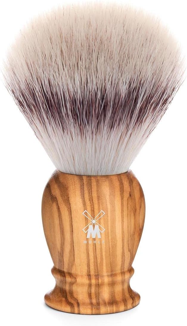 MÜHLE Classic Olive Wood X-Large Silvertip Fiber Shaving Brush - Synthetic Luxury Shave Brush for Men, Rich Lather