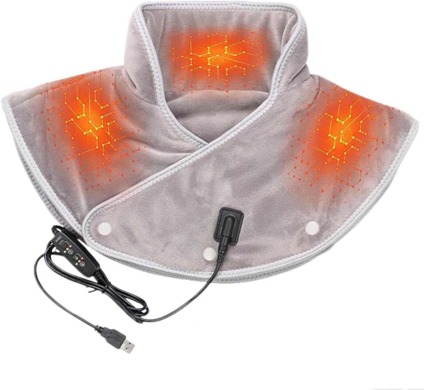 Heating Pad for Neck and Shoulders USB Electric Heated Electric Heating Pad with 3 Temp ＆ Massage Settings Auto Shut-Off Vibrating Heating Pad Gifts for Women Man Mom Dad (Gray)