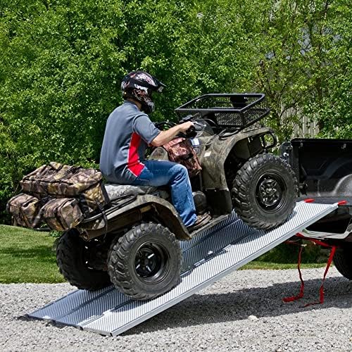 Black Widow Aluminum Folding ATV Ramp w/ Extra Wide Punch Plate, 1,500 lbs Capacity, 6’ 5” - Heavy-Duty Loading Ramp for Trucks and Trailers