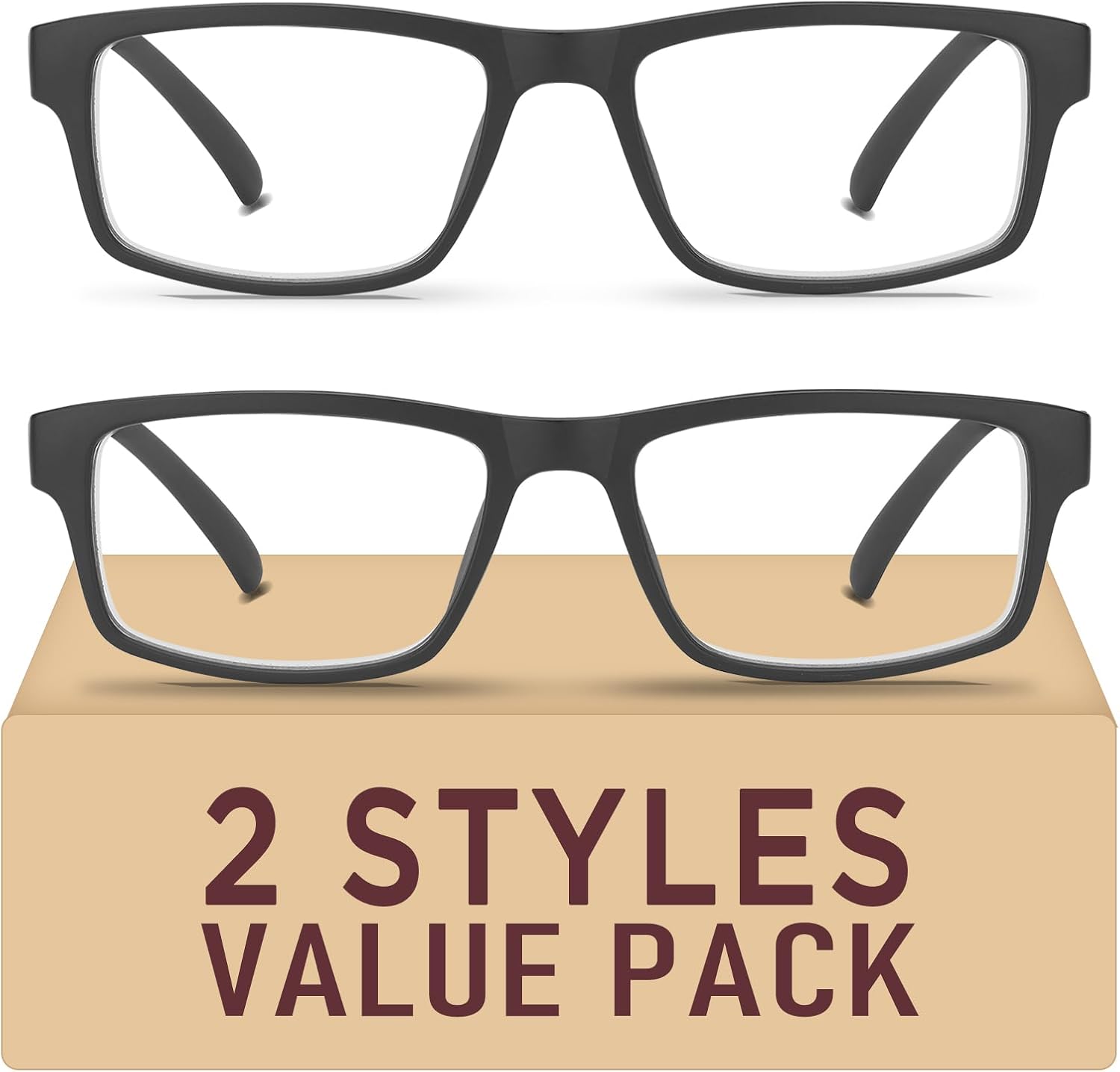2 Pack Reading Glasses,Upgraded TR Blue Light Blocking Reading Glasses,Filter UV Ray/Glare Computer Readers,Stylish Lightweight Spring Hinges Eyeglasses for Women Men(2-pack Black,2.75)