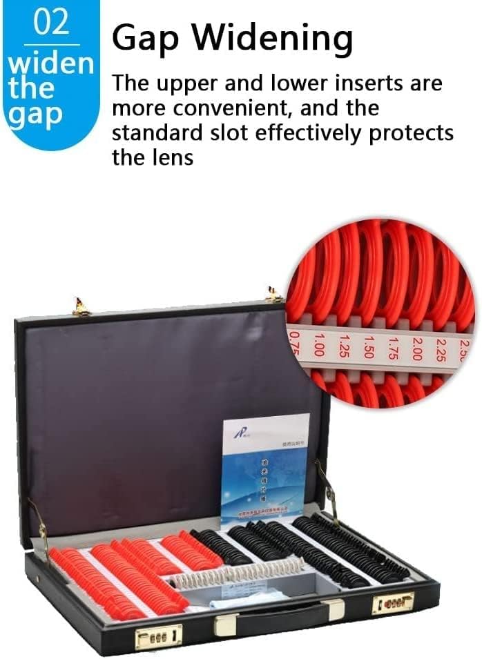 Optical Optic Trial Lens Frame 232pcs Optical Glass Trial Lens Set ，Optometry Kit Optometry Box Glasses Optometry Equipment, 26mm Aperture, Plastic Circle, Aluminum Suitcase