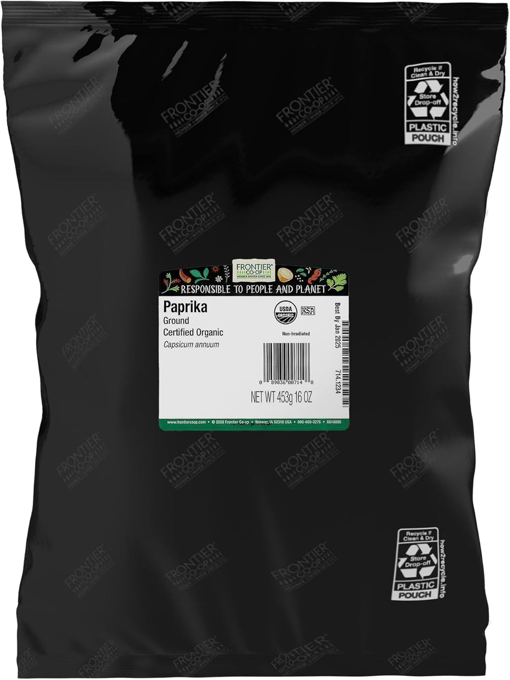 Frontier Co-op Organic Ground Paprika 1lb Bulk Bag - Paprika Powder Seasoning - Restaurant Supply