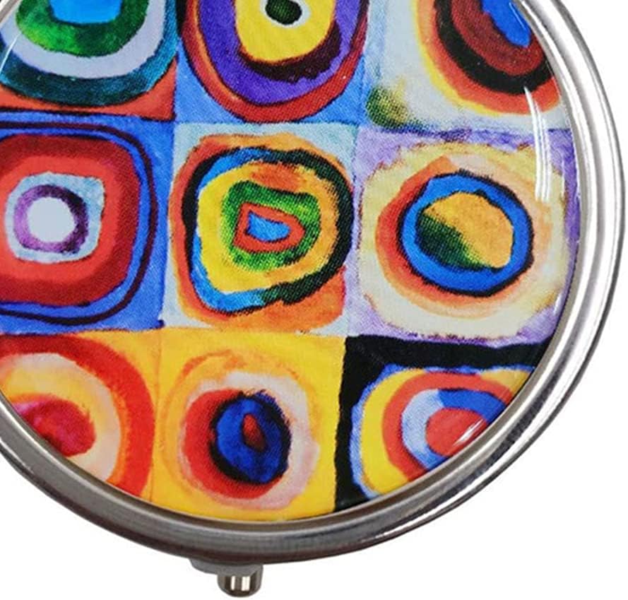 TopHomer Pill Box 3 Compartment Pill Container Holder Small Case Portable Tablet Organizer Travel Pillbox for Purse & Pocket(Nine Grid Color Circle)