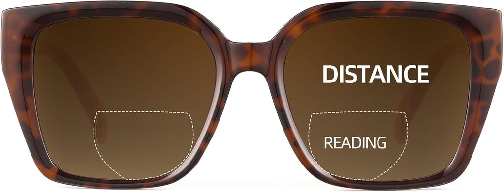 JM Bifocal Reading Sunglasses for Women, Oversized Fashion Square Gradient Sun Readers Outdoor UV400