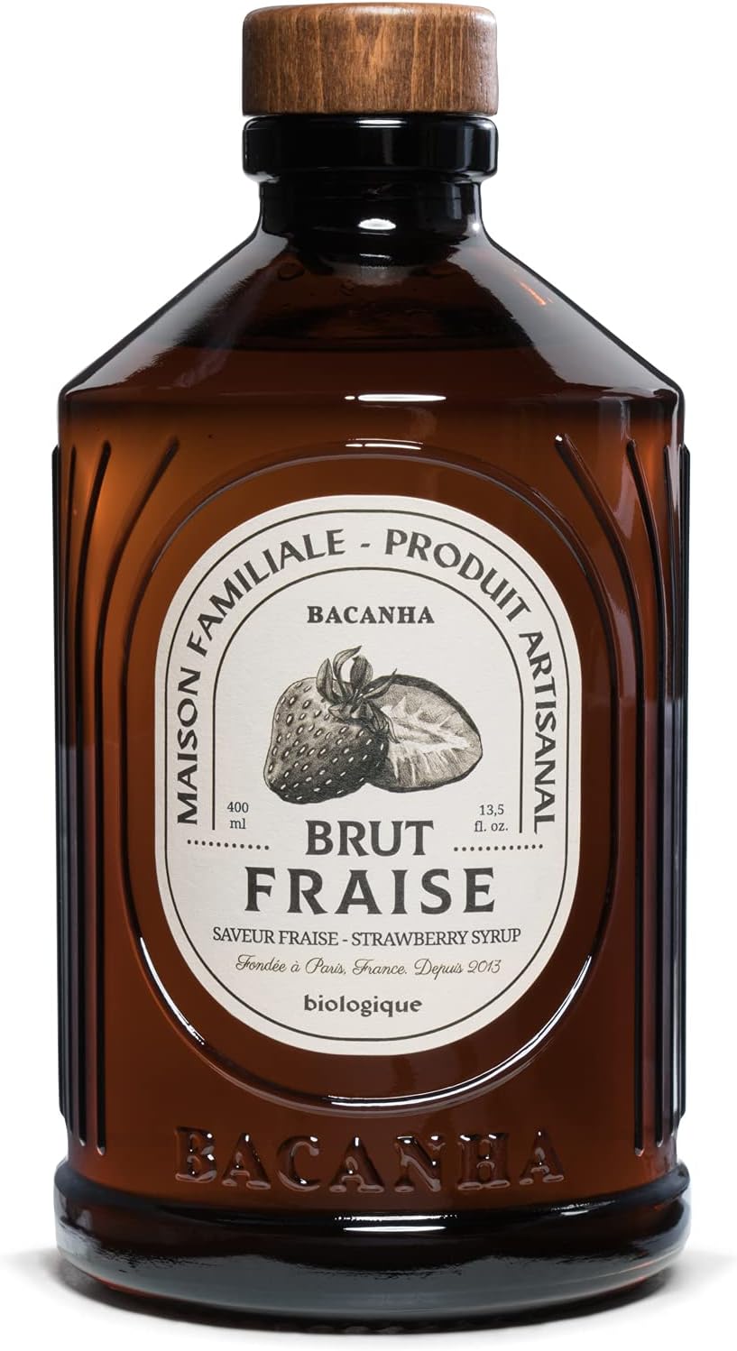 Bacanha - Strawberry Organic Syrup - 400ml / 13.52oz Glass Bottle
