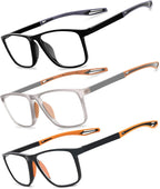 2 Pack Reading Glasses for Men，Sports Style Blue Light Blocking Readers with Anti Glare Filter Lightweight Eyeglasses