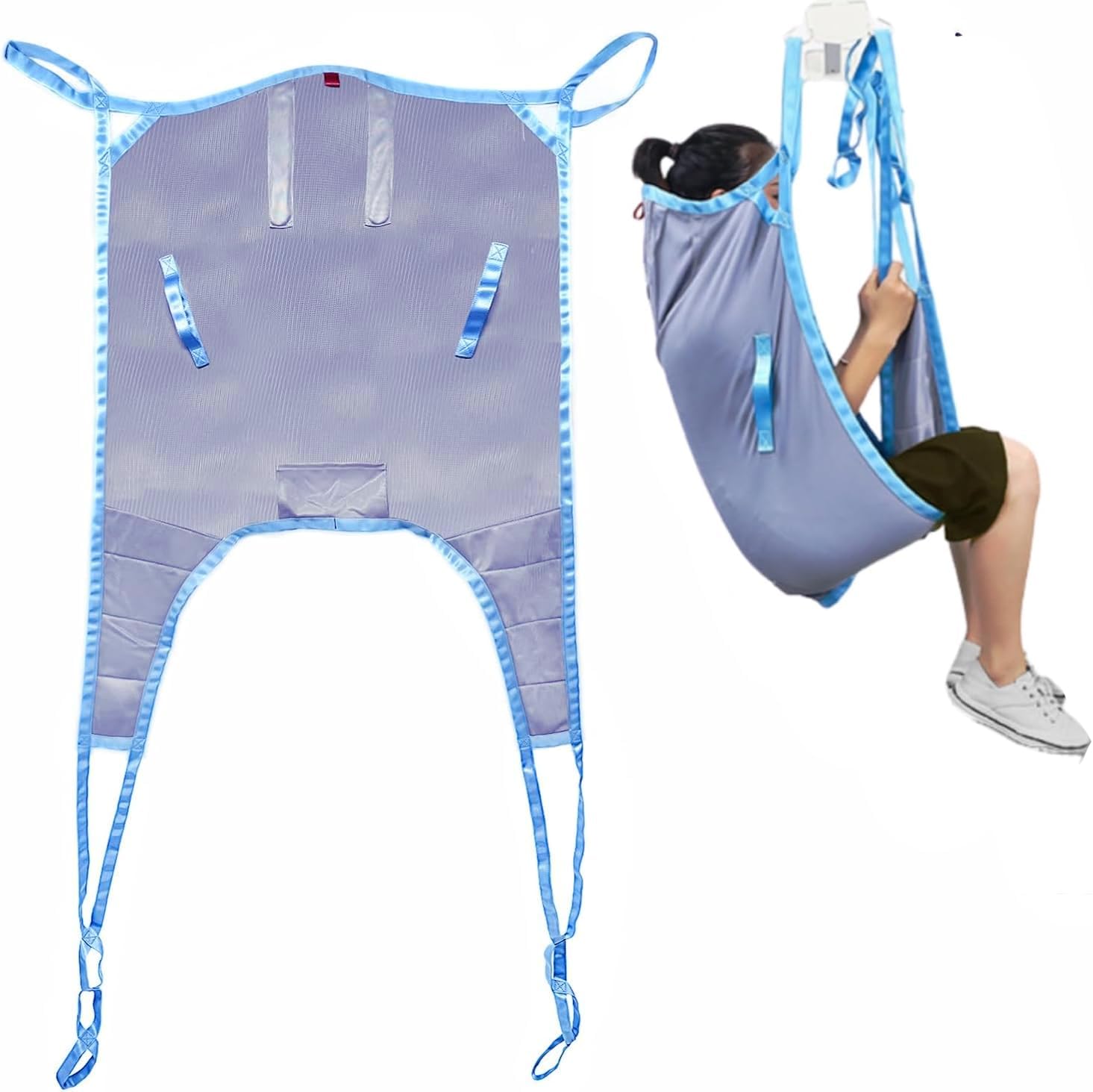 Medical Patient Lift Sling Universal Lift U Sling 605lb Capacity Divided Leg Slings for Patient Lift Toileting Transfer Slings Split Legs with Commode Opening Compatible with Various of Lifts (L)