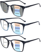 COJWIS 3 packs Progressive Multifocus Reading Glasses for Women Blue Light Blocking Reading Glasses Spring Hinge Readers