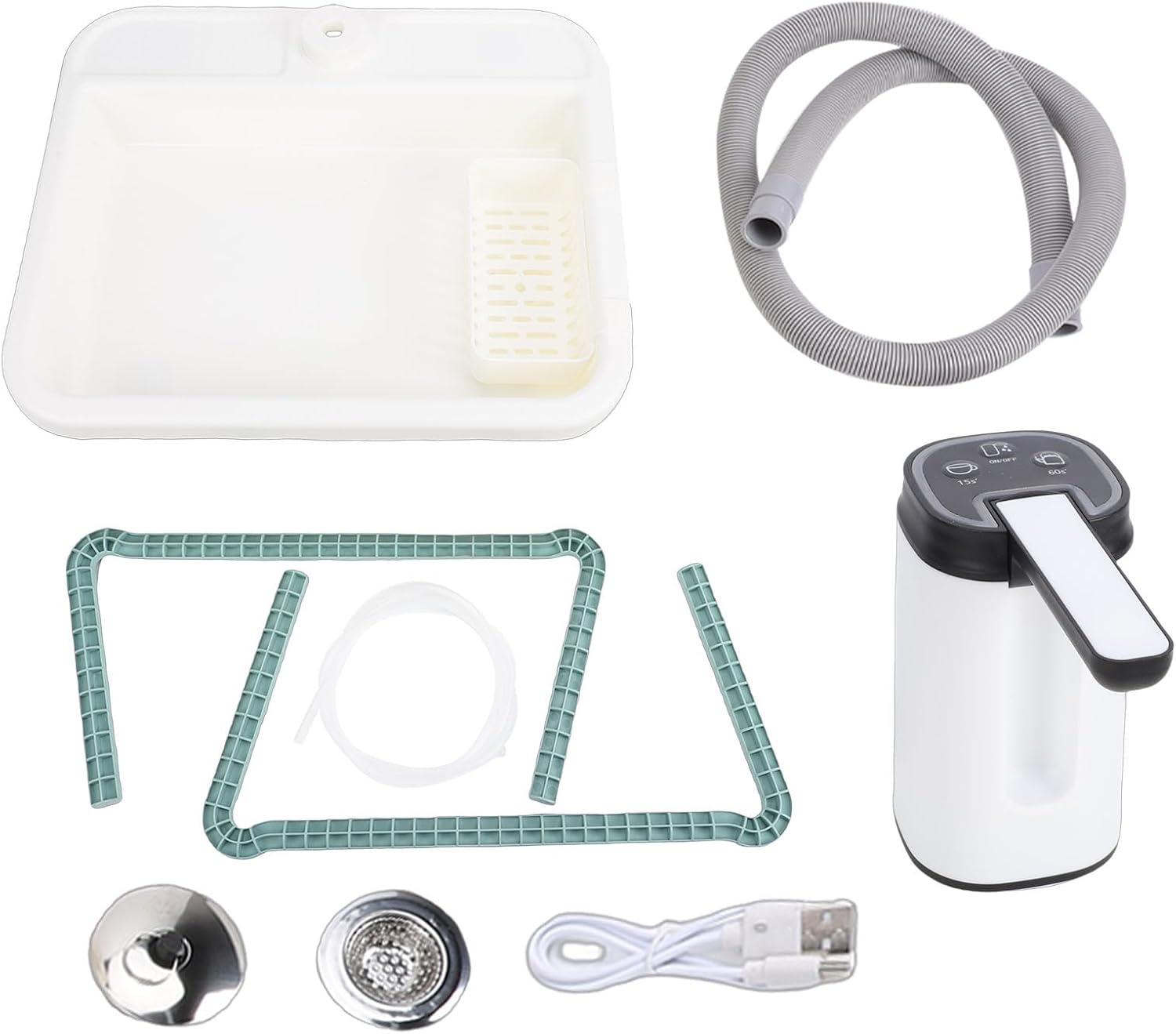 Fockety Portable Sink, Outdoor Wash Basin with Electric for Camping Garden Activities, Sturdy PP Material Easy to Clean, Includes Storage Basket and Tall Stands