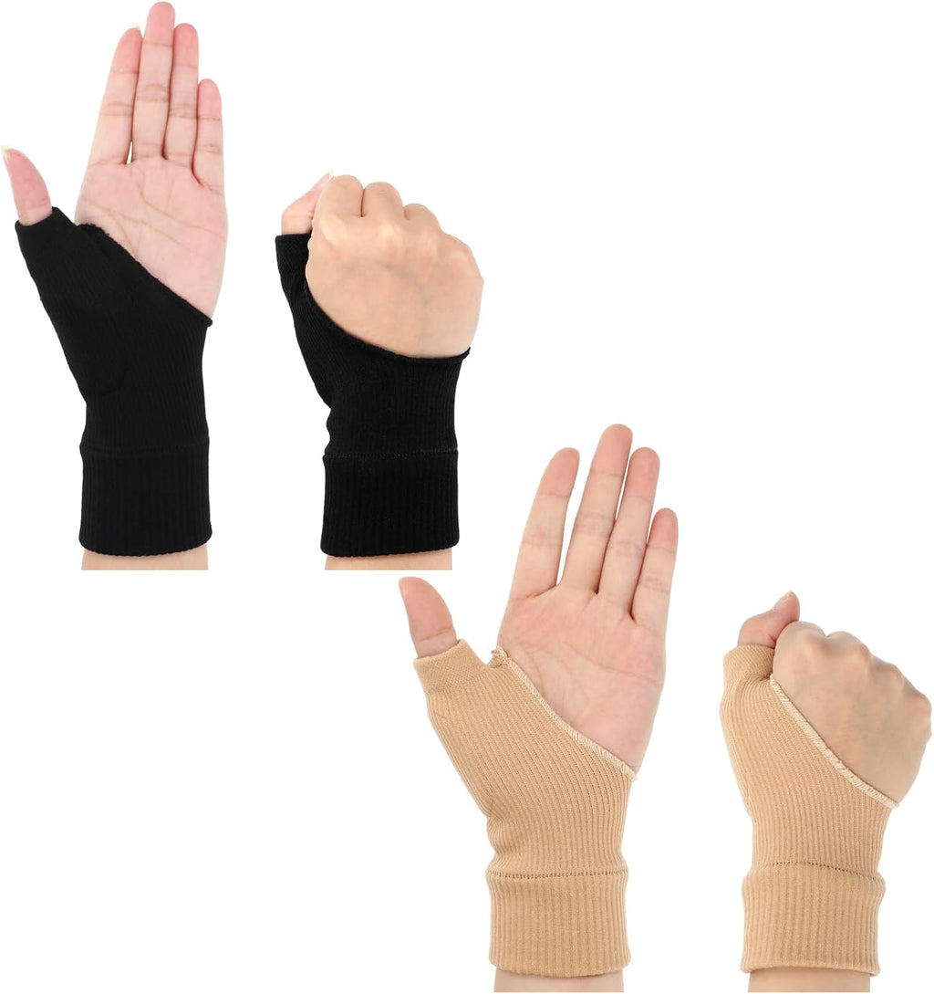 ElevateTech Thumb Arthritis Compression Gloves Thumb Compression Sleeve Elastic CompressionSleeves Breathable Wrist Support Brace Fingerless Glove for Women and Men 2Pcs